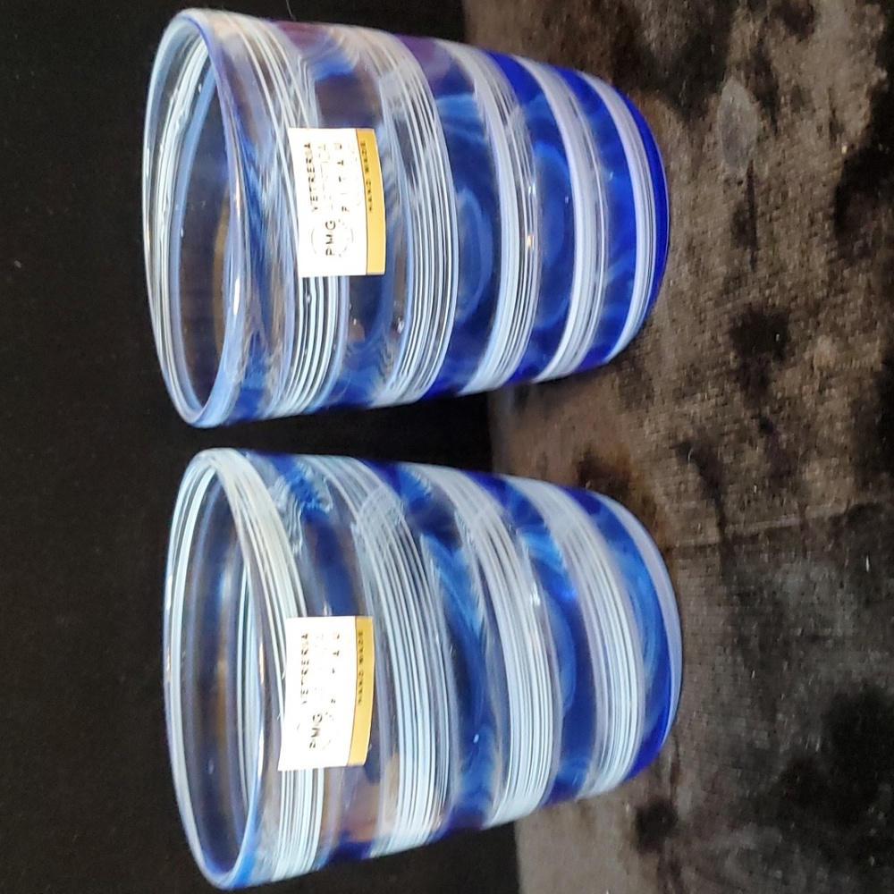 Pair of Murano swirl hand-blown glasses